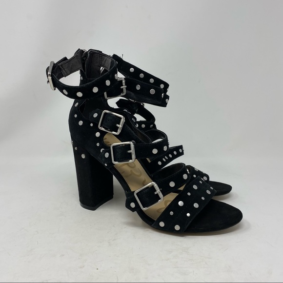 Sam Edelman Shoes - Sam Edelman Women’s Black Suede Studded Chunky High Heels Size 8.5